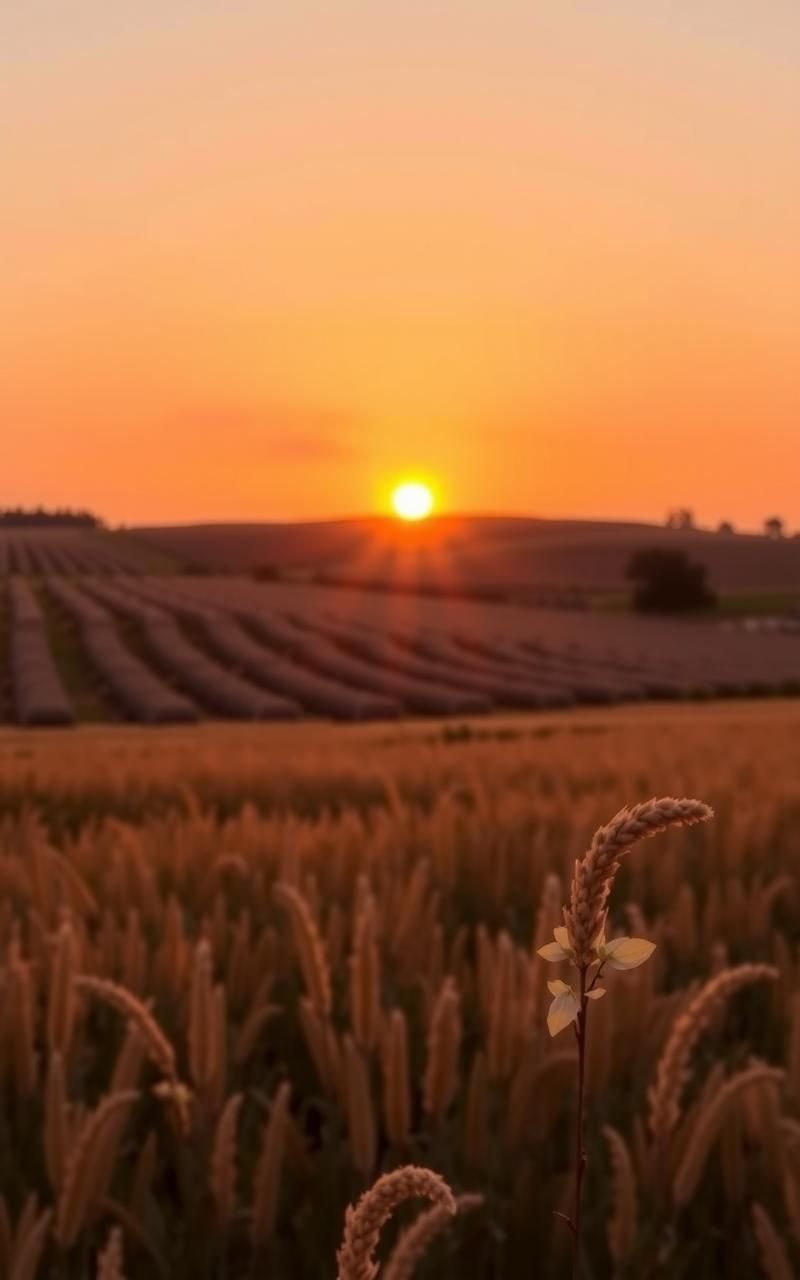 Sunset Hues Over Quiet Country Fields