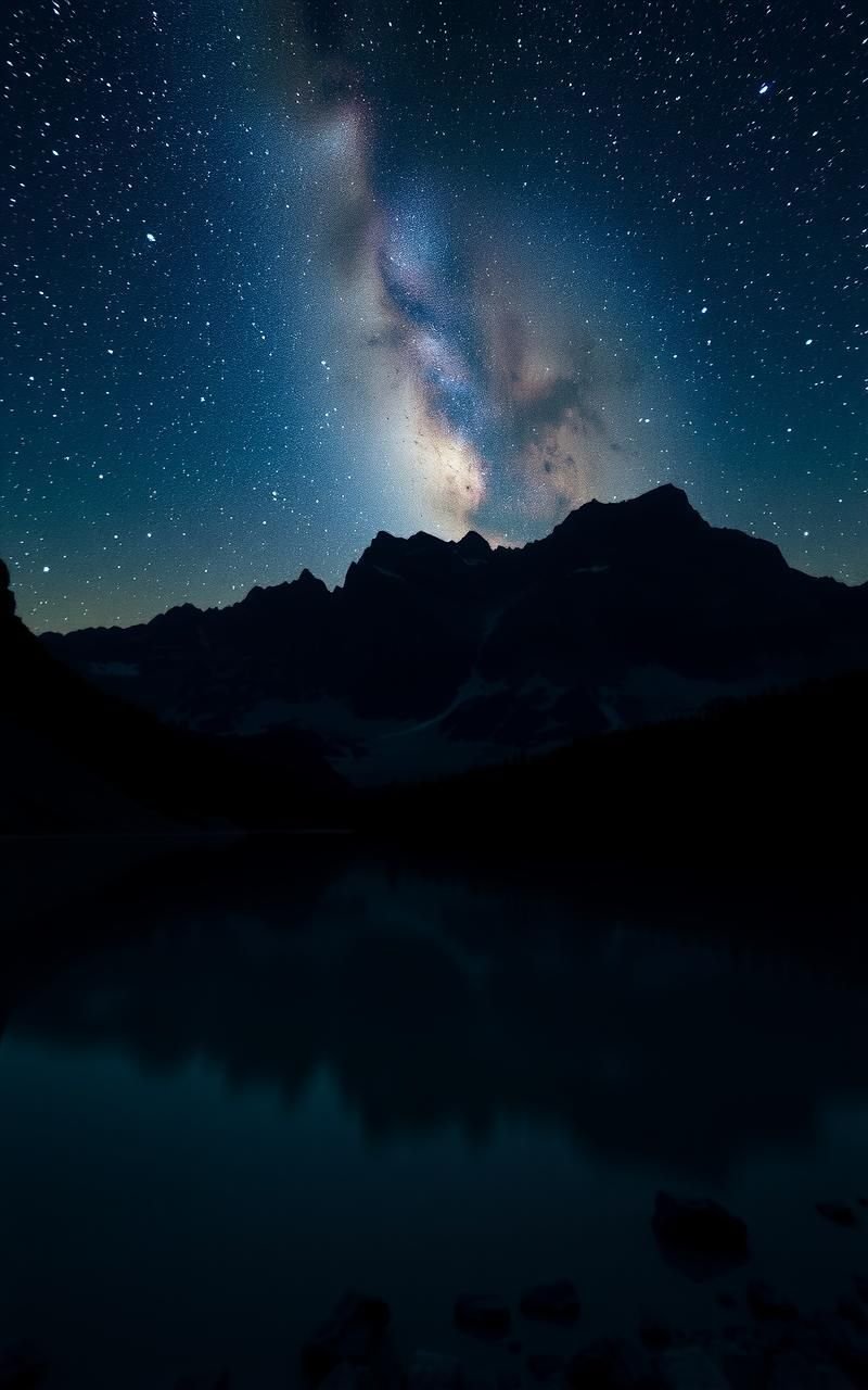 Starry Night Reflected In Mountain Lake