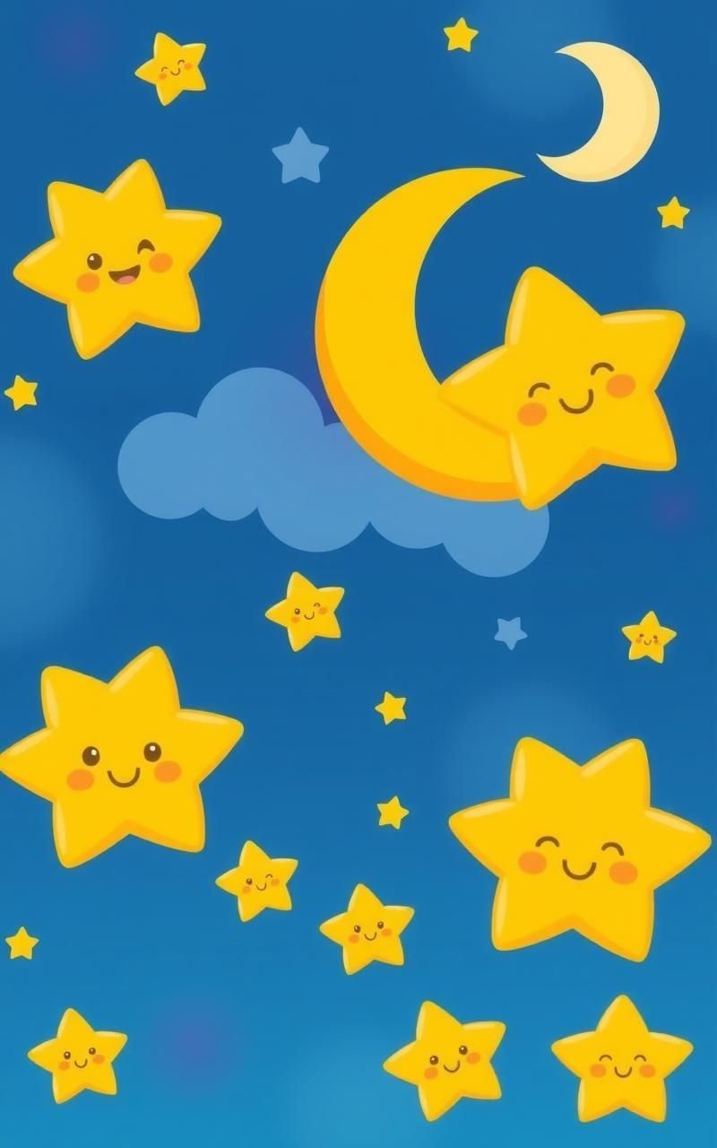 Whimsical Cartoon Starry Night Scene