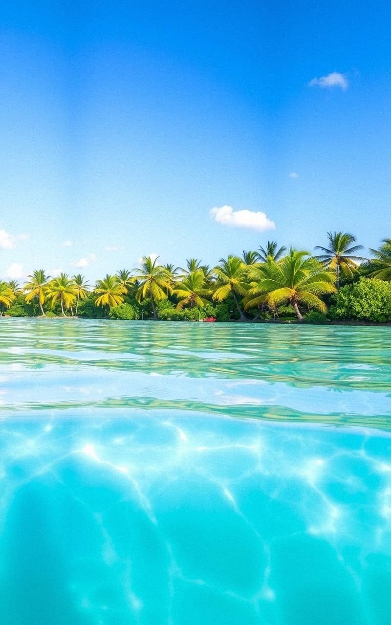 Tropical Lagoon with Turquoise Water Reflections