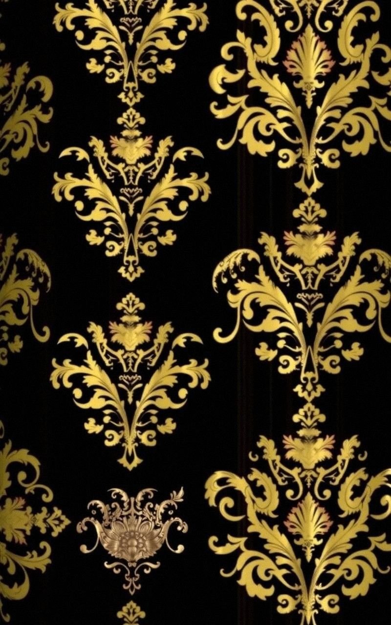 Classic Black and Gold Damask Wallpaper Design