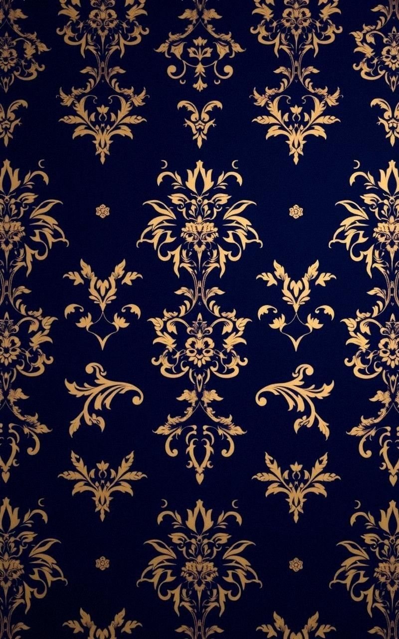 Deep Navy Blue Damask Wallpaper for Dramatic Walls