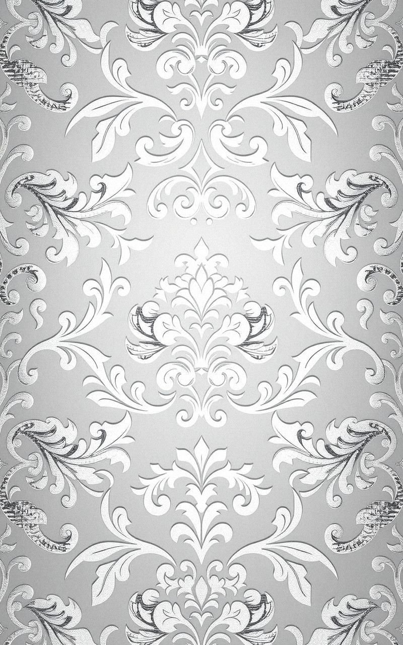 Metallic Silver Damask Wallpaper with Modern Flair