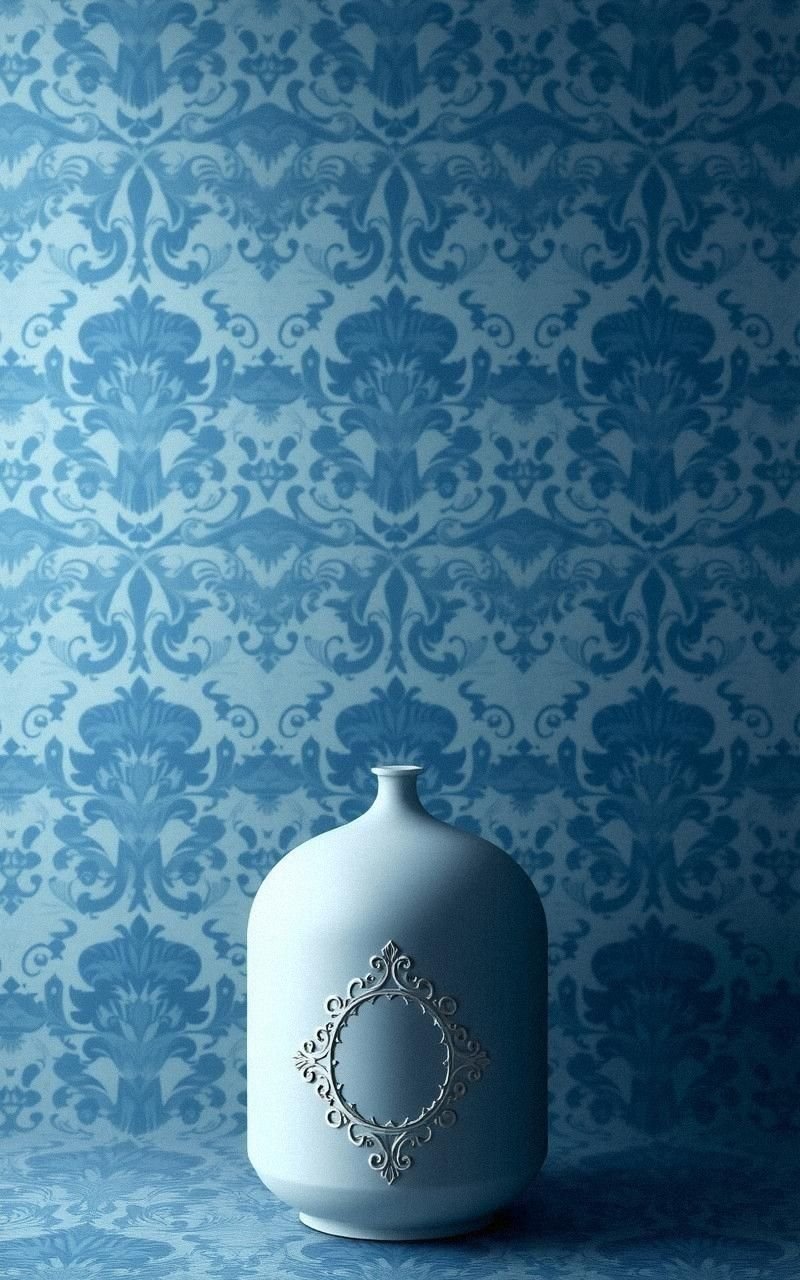 Muted Blue Damask Wallpaper for Calm Sophistication