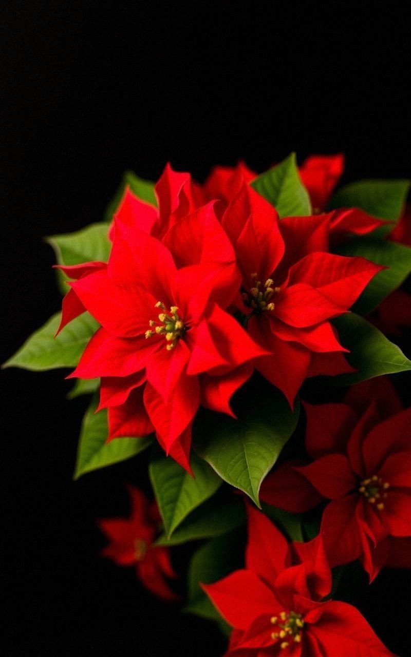 Traditional Holiday Poinsettia Flowers in Bloom