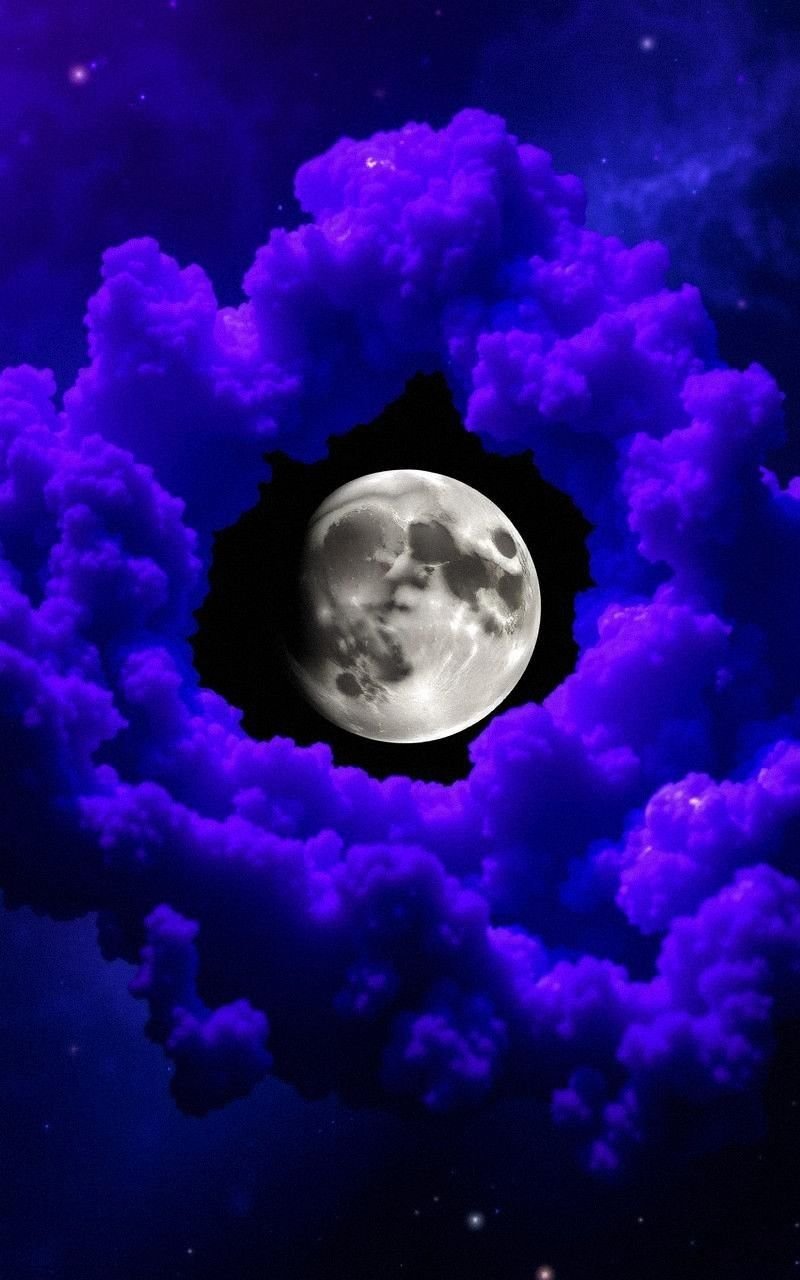 Mystical New Moon with Cosmic Nebula Glow