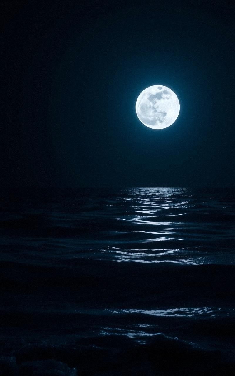 Silver Moon Over Calm Ocean Waters