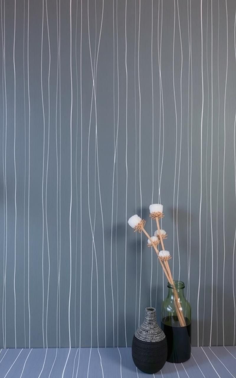 Muted Charcoal With Fine White Lines Pattern