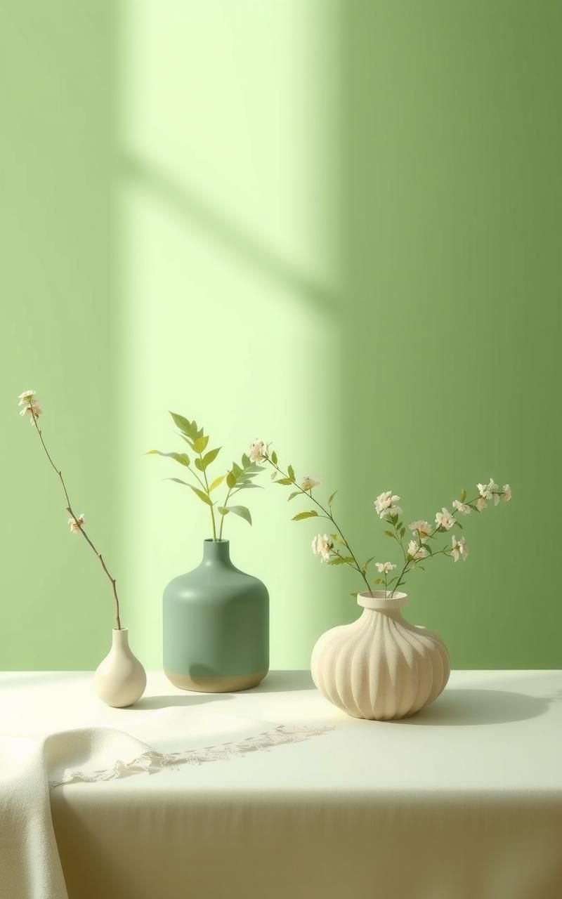 Soft Moss Green With Smooth Gradient Transitions