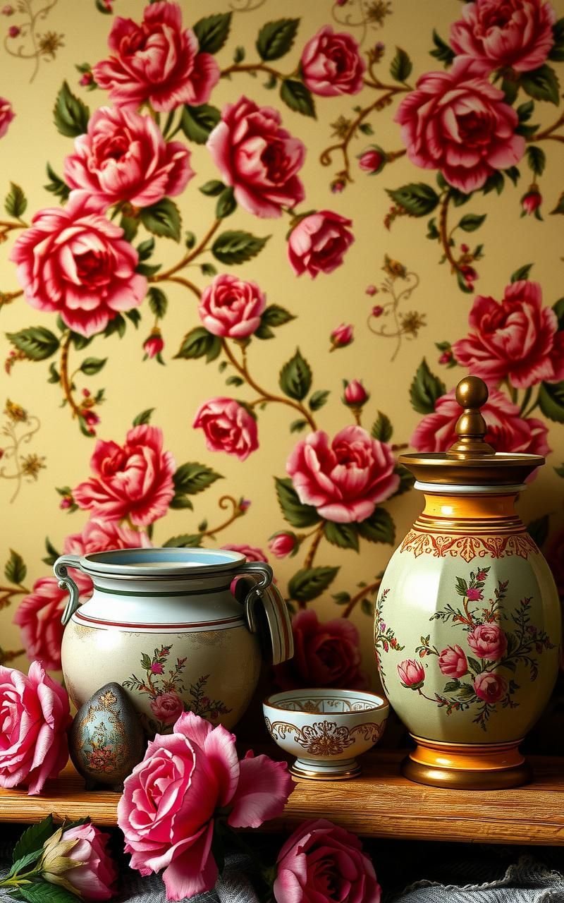 Vintage Wallpaper Featuring Classic Victorian Motifs
