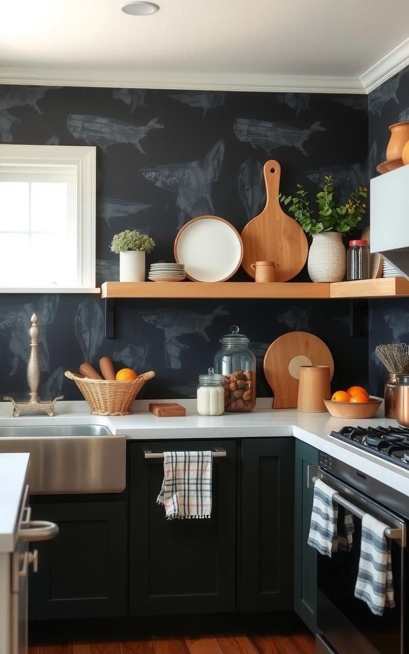 Rustic Chalkboard Wallpaper For Farmhouse Style And Function