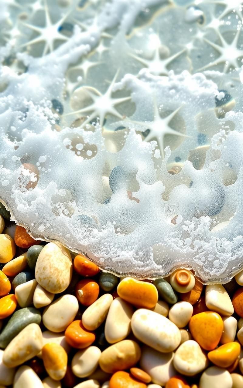 Turquoise Water Lapping Over Smooth Pebbles