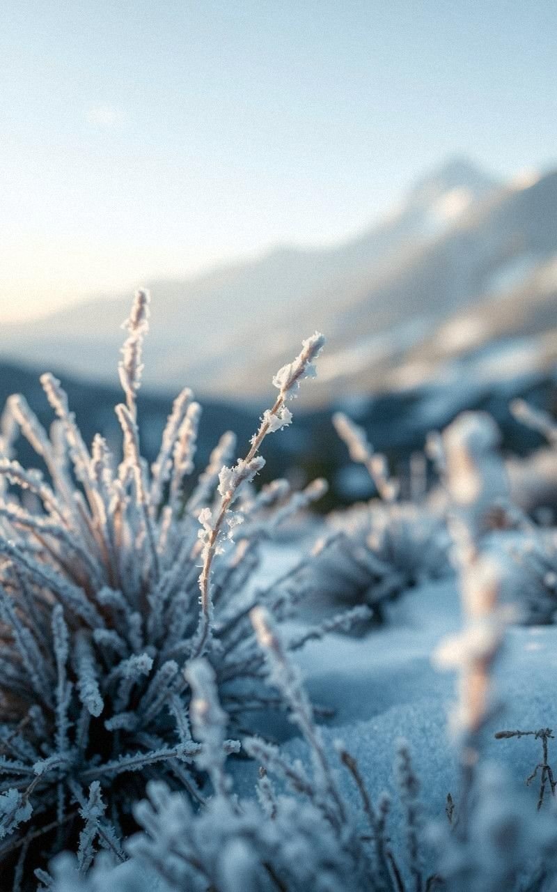 Early Morning Frost Coating Mountain Grass