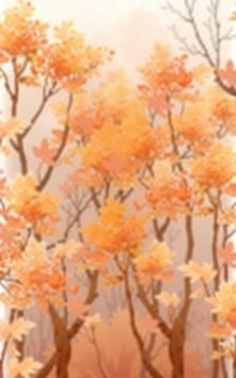 Autumn Trees in Muted Orange and Brown
