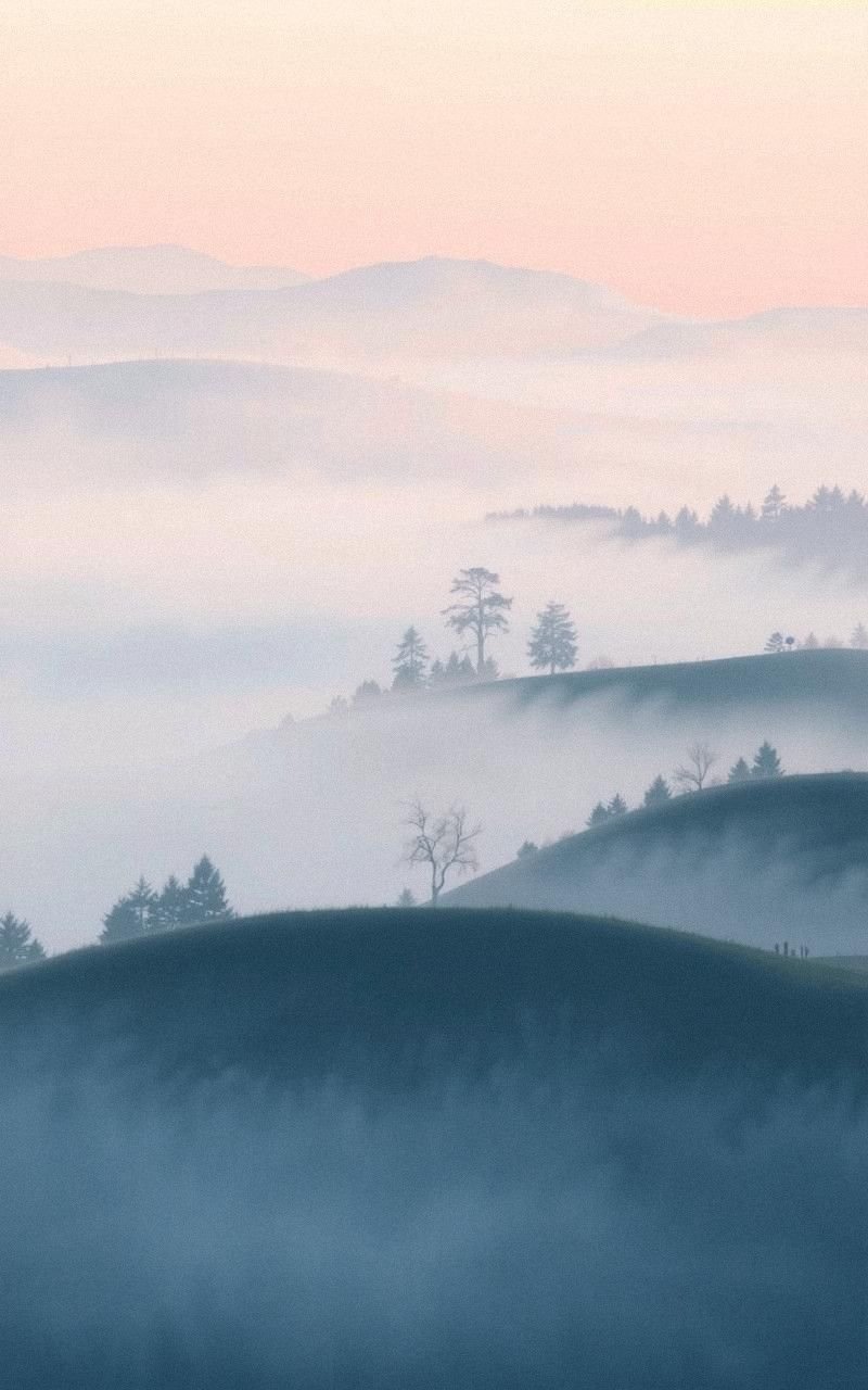 Misty Morning Hills With Pastel Hues