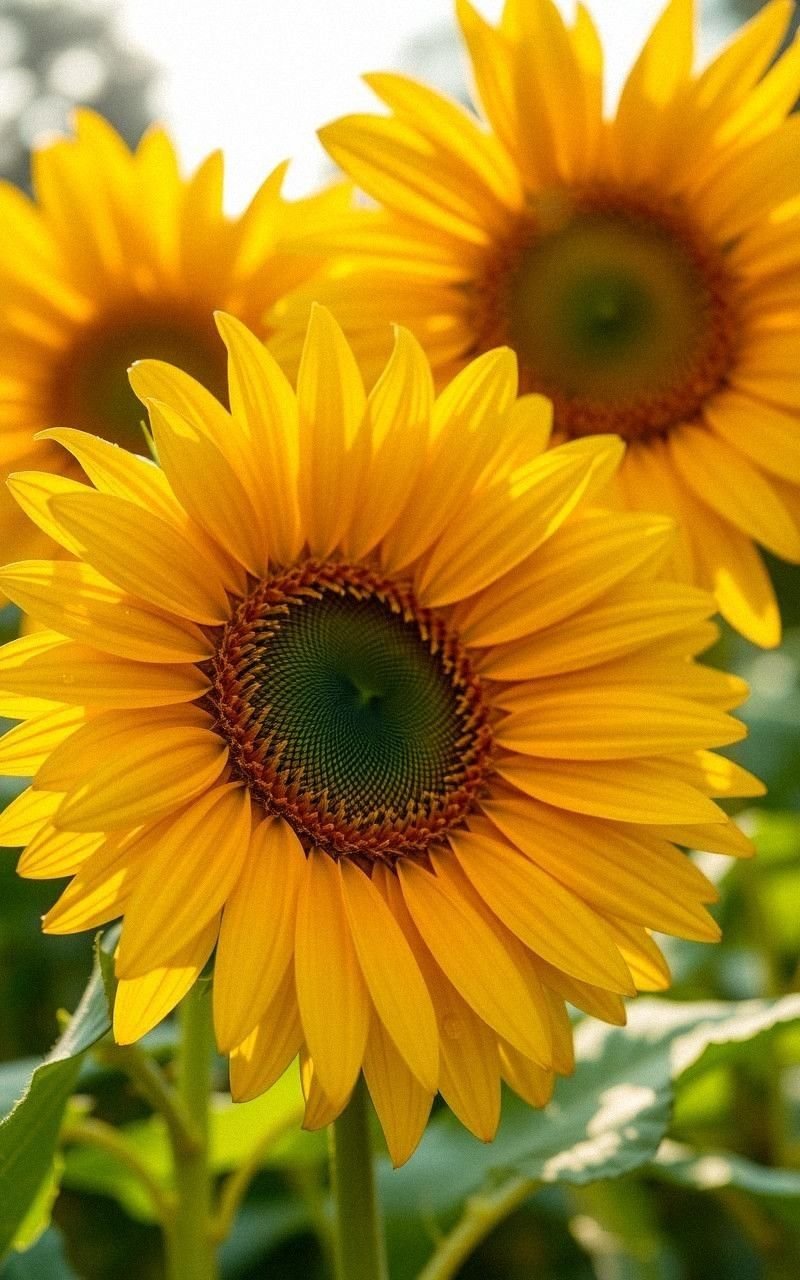 Golden Sunflowers Bathed in Morning Light