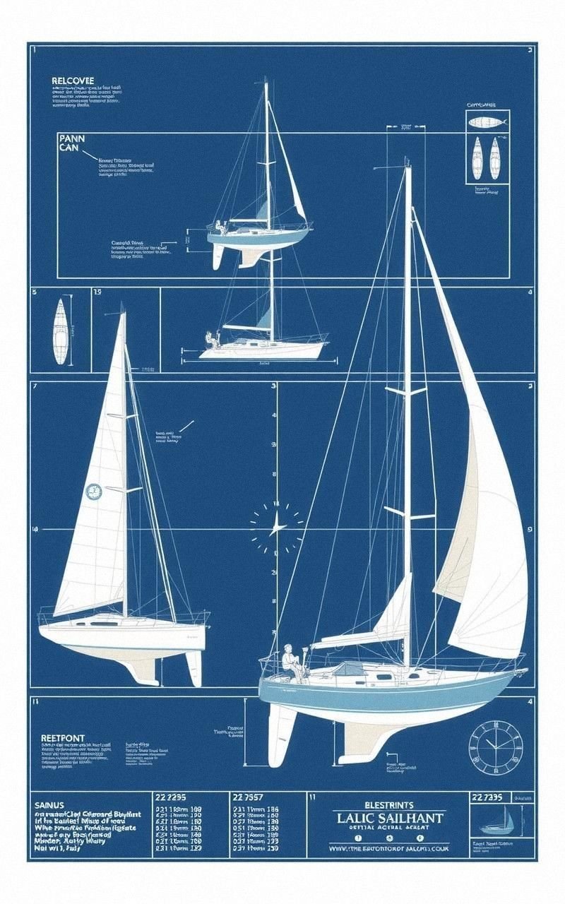 Classic Sailboat Blueprints with Measurements
