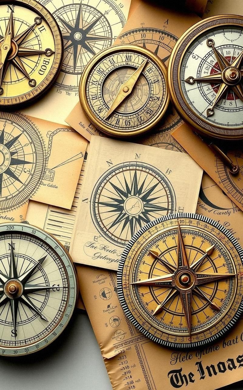 Old Compass Designs with Intricate Detailing