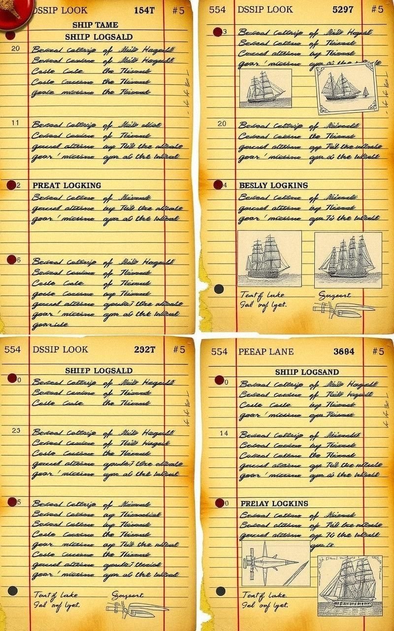 Old Ship Logbook Pages with Handwritten Notes