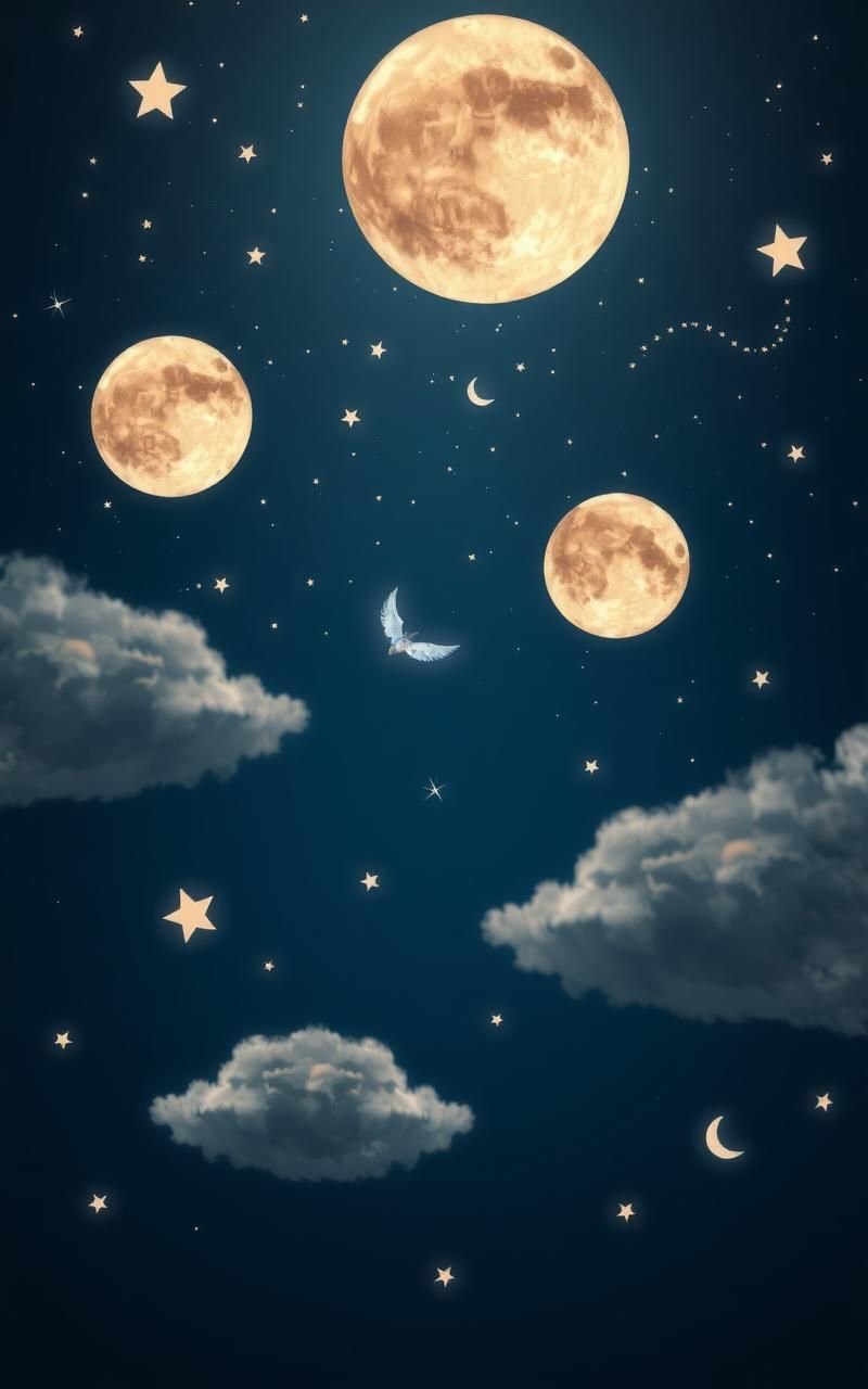 Celestial Dreamscape With Floating Moons