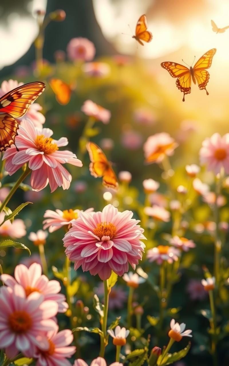 Magical Butterfly Garden at Dawn
