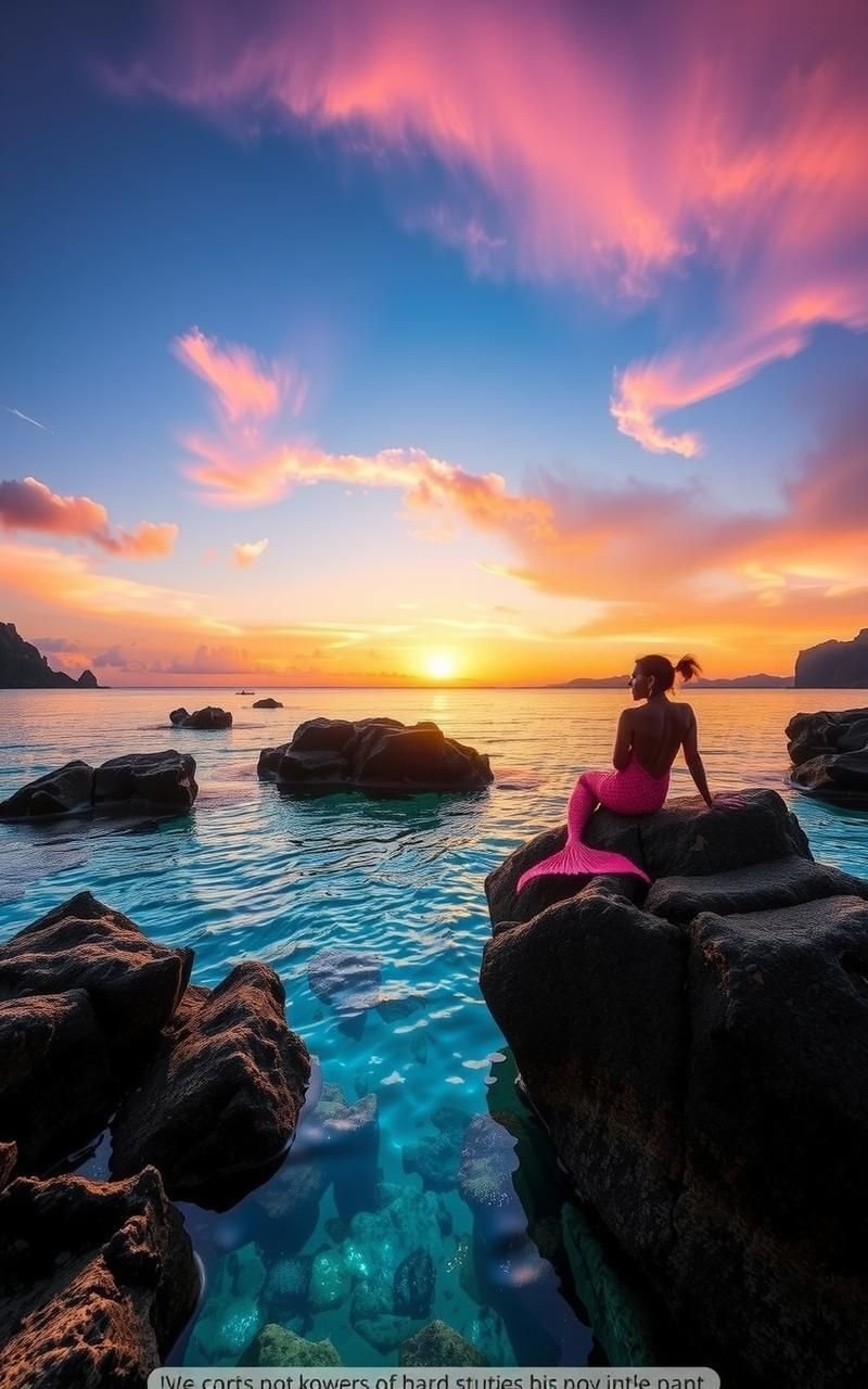 Mystical Mermaid Lagoon at Sunset