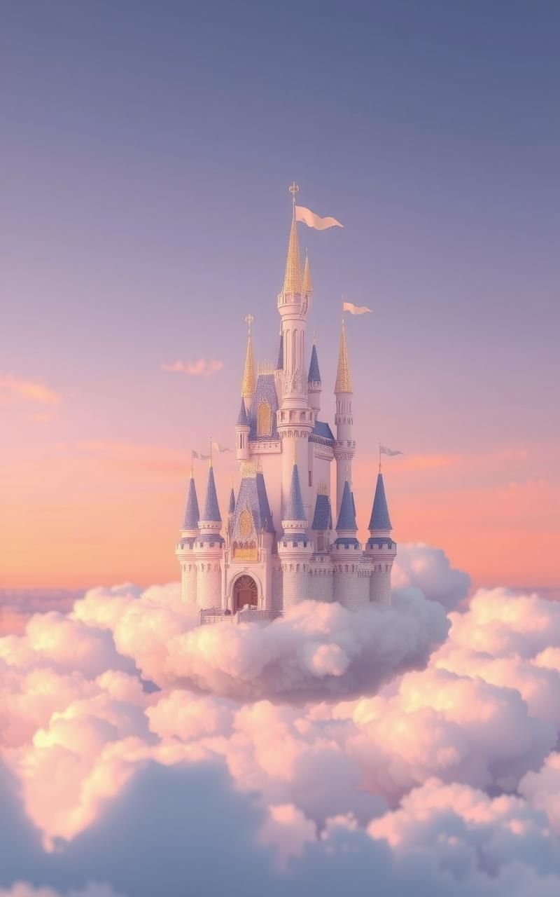 Pastel Castle on Floating Clouds