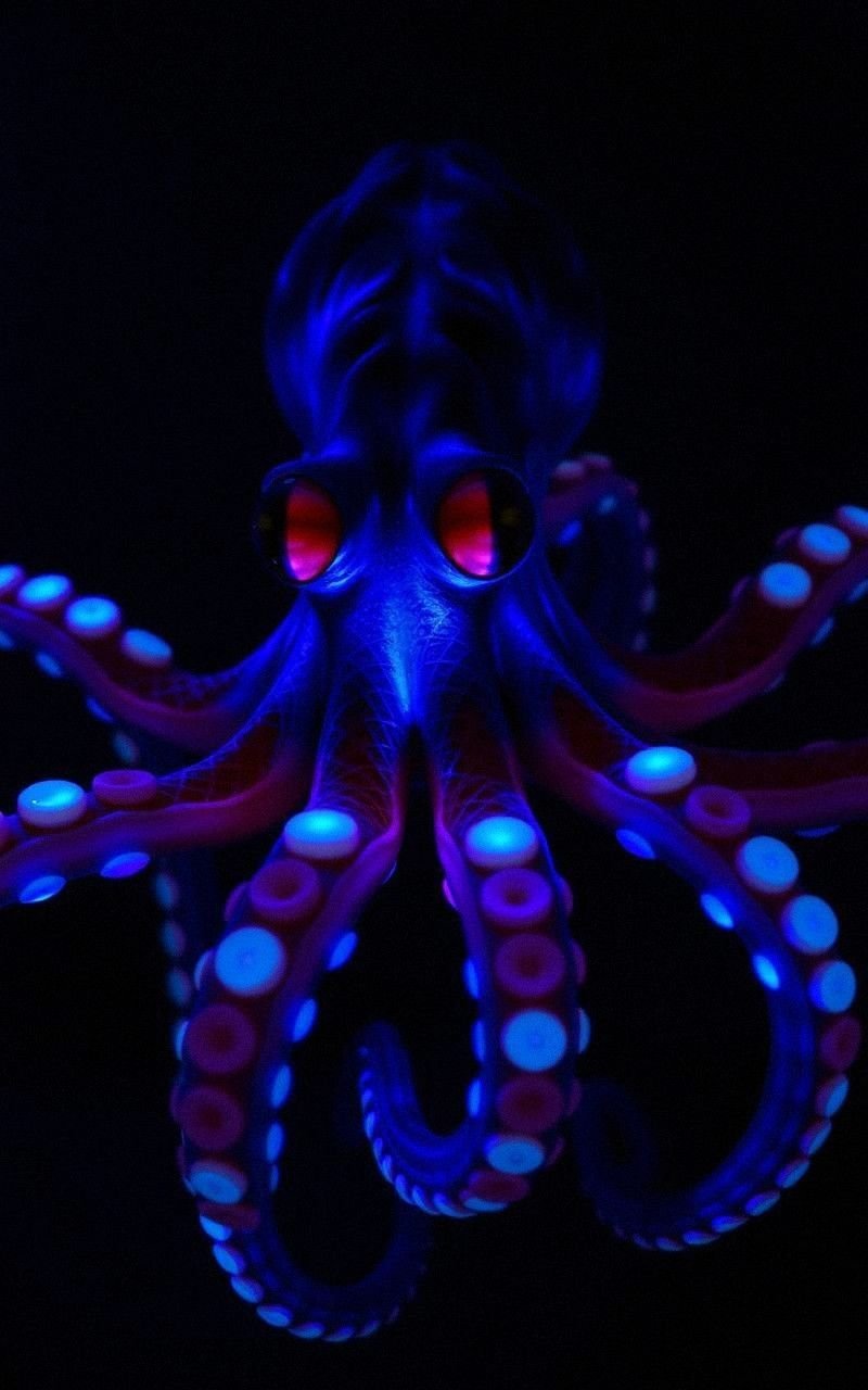 Fantasy Octopus with Glowing Tentacles