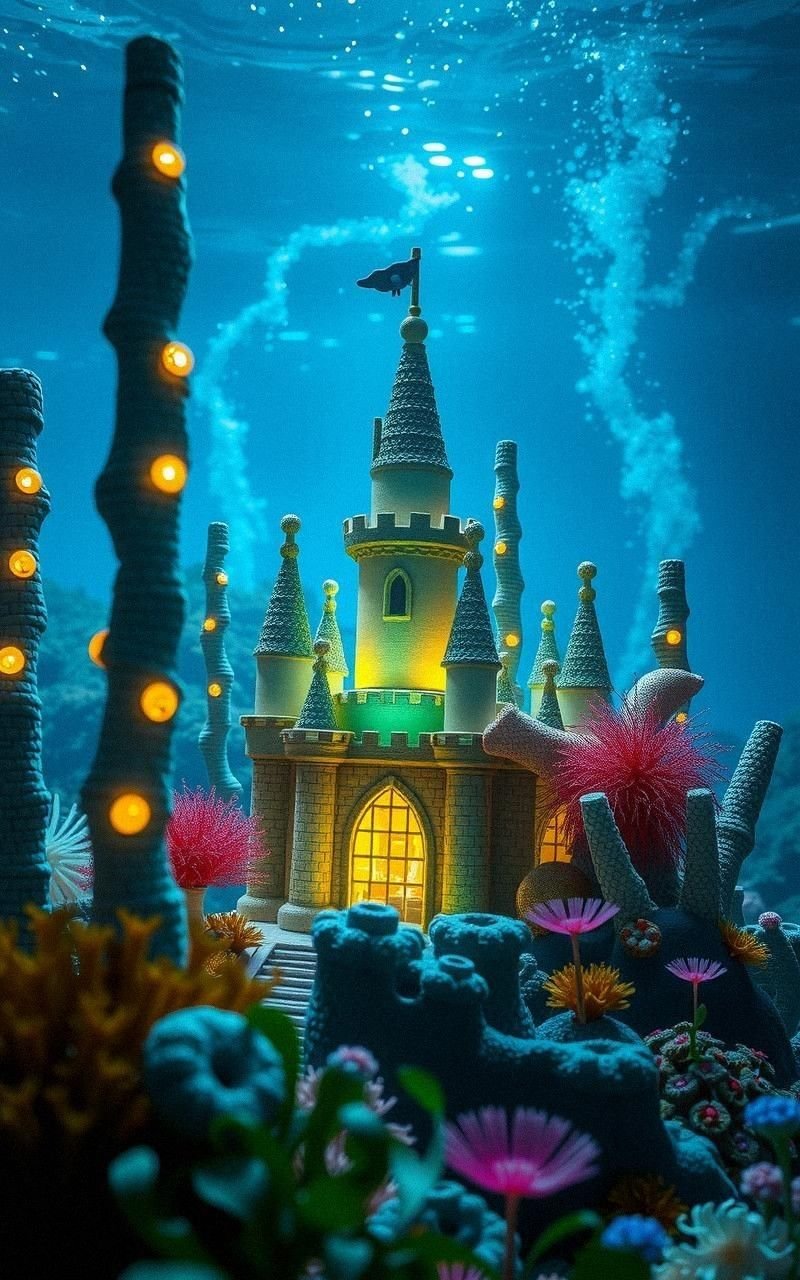 Magical Underwater Castle Among Coral Towers