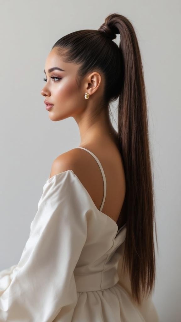 Ariana Grande's sleek ponytail hairstyle
