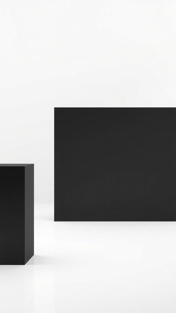 Minimalist black and white blocks on a white background