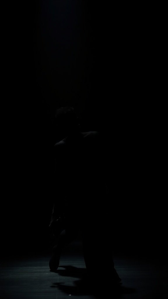 Silhouette of a dancer in a dark setting