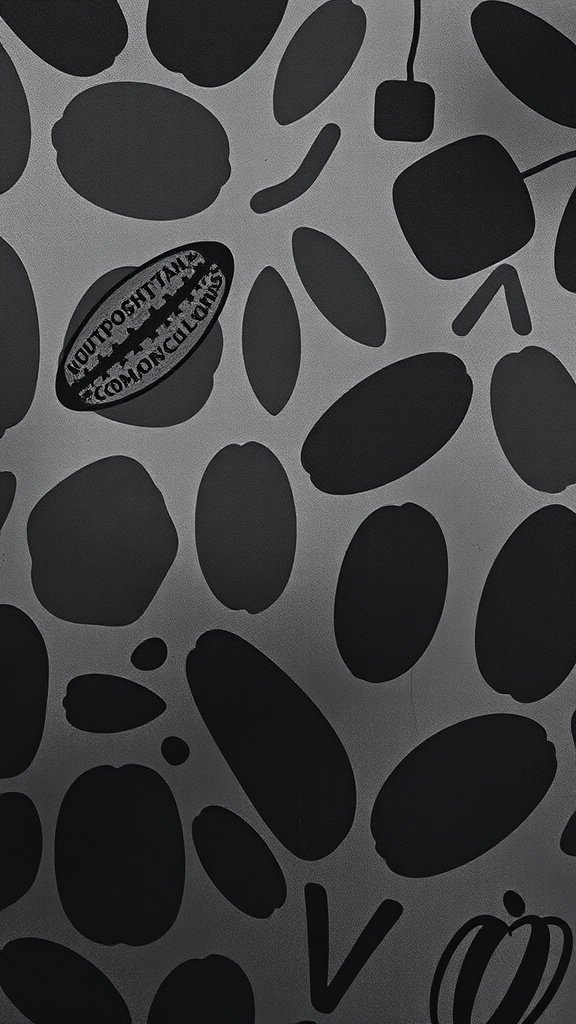 Abstract dark patterns featuring various shapes and textures.