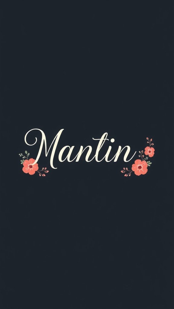 Handwritten script font 'Mantin' with floral accents on a dark background.