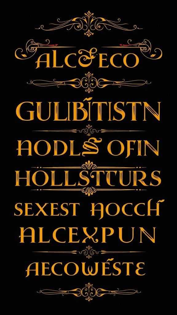 Art Deco inspired font design featuring ornate lettering.