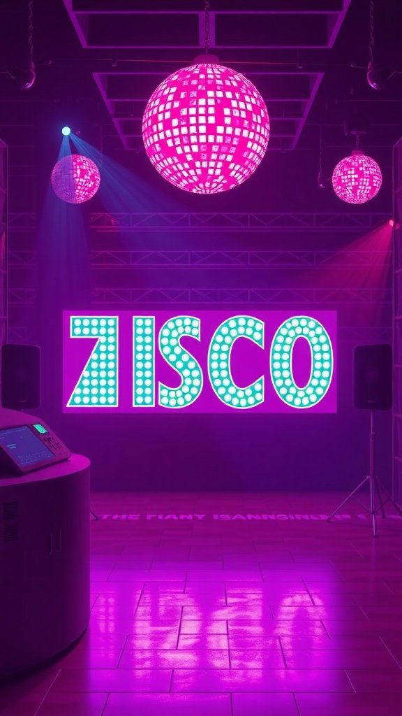 A vibrant disco-themed wallpaper featuring bright colors and disco balls.