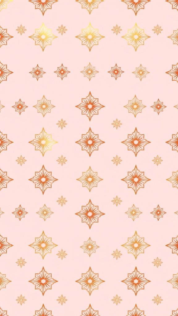 A pattern featuring rose gold designs on a soft pink background.