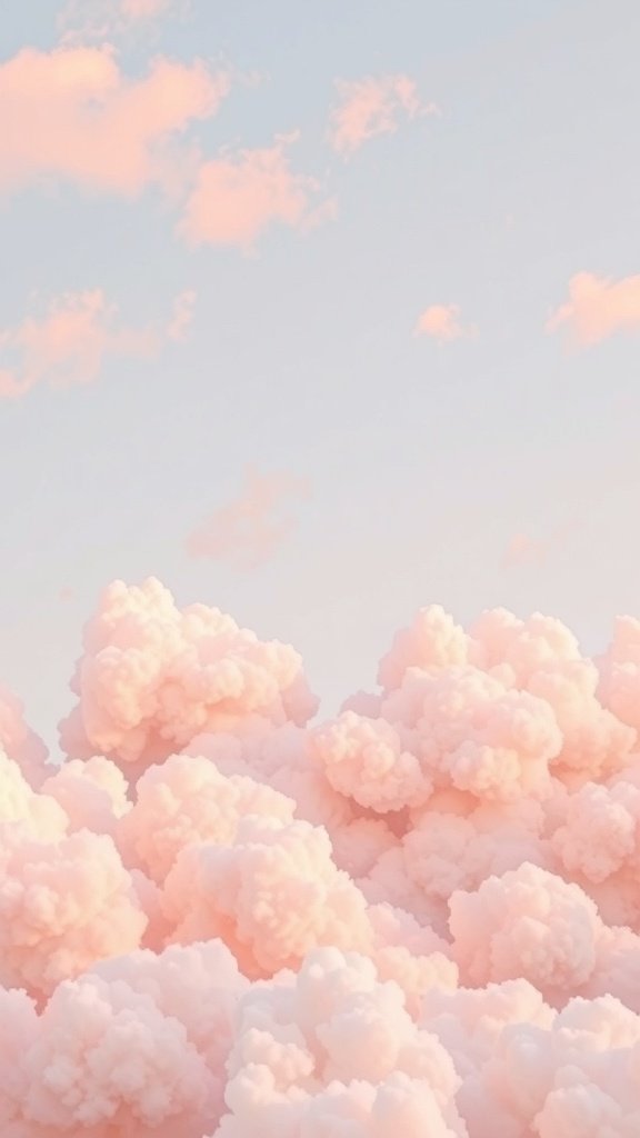 Soft pink clouds with gold touches in the sky