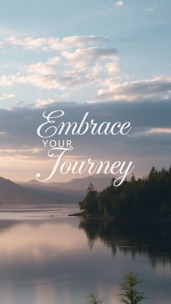 A serene landscape with the phrase 'Embrace Your Journey' overlaid.