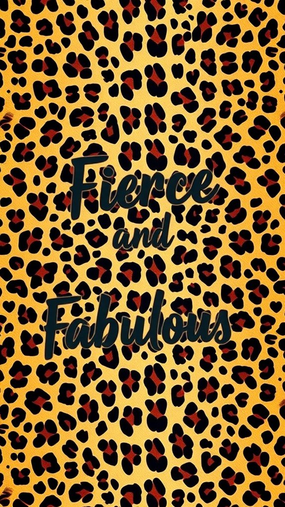 Wallpaper featuring the words 'Fierce and Fabulous' on a leopard print background.