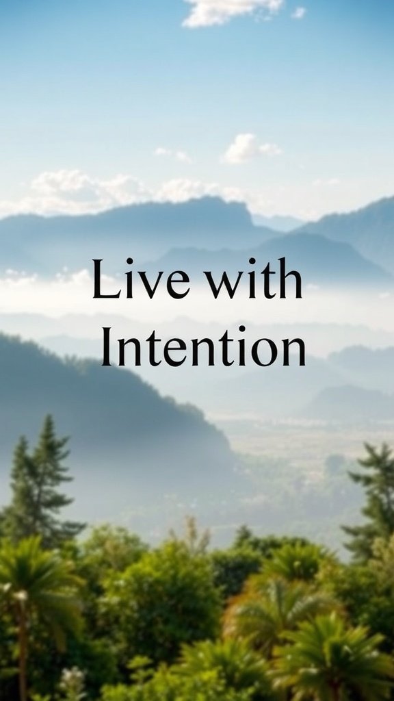 A serene landscape with the text 'Live with Intention' overlaying it.