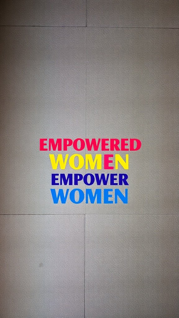 Typography wallpaper with the phrase 'Empowered Women Empower Women' in bold colors.