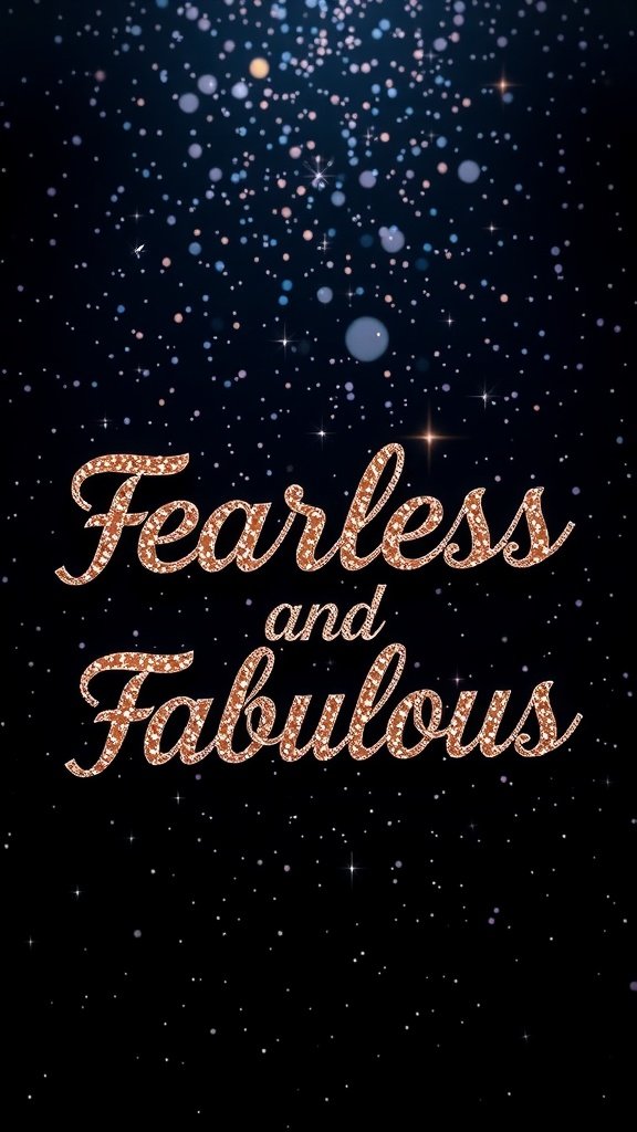 Typography wallpaper featuring the phrase 'Fearless and Fabulous' with sparkling effects.
