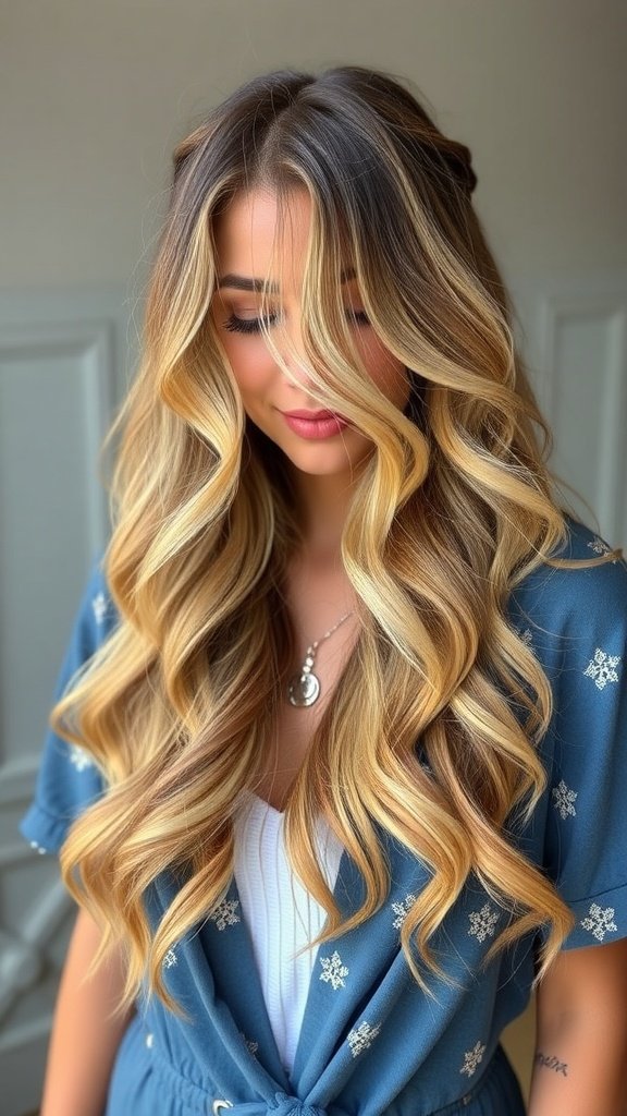 A soft, romantic hairstyle featuring loose waves inspired by roses.