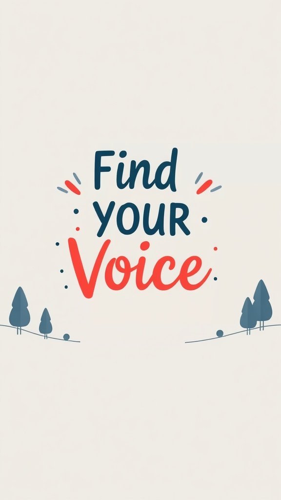 Typography wallpaper with the text 'Find Your Voice' in a playful design.