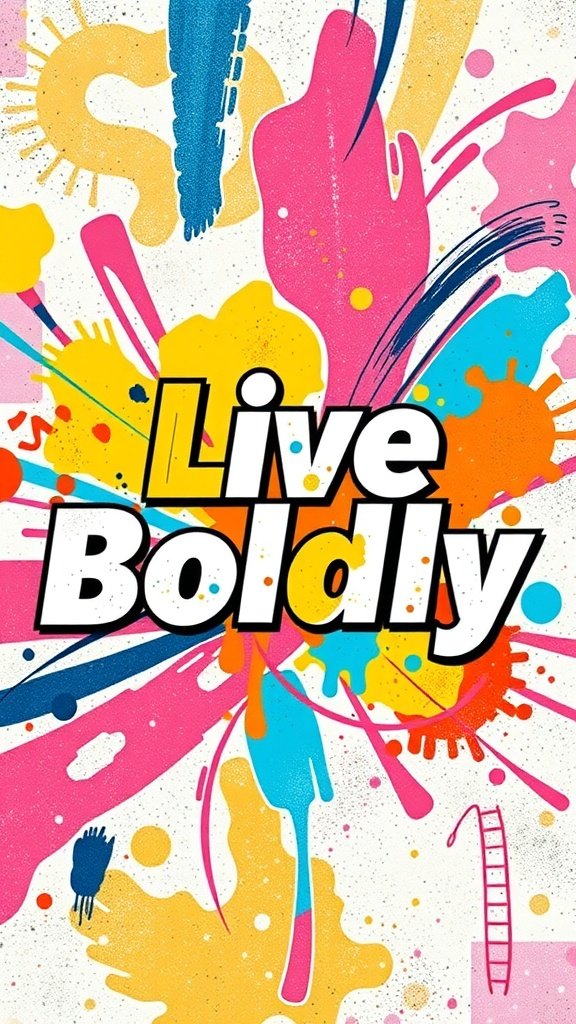 Colorful typography wallpaper with the phrase 'Live Boldly'