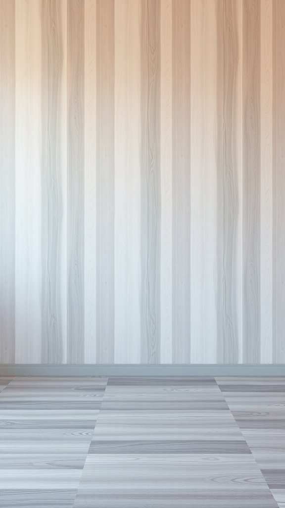 A wall with soft stripes in muted tones, creating a serene and elegant look.