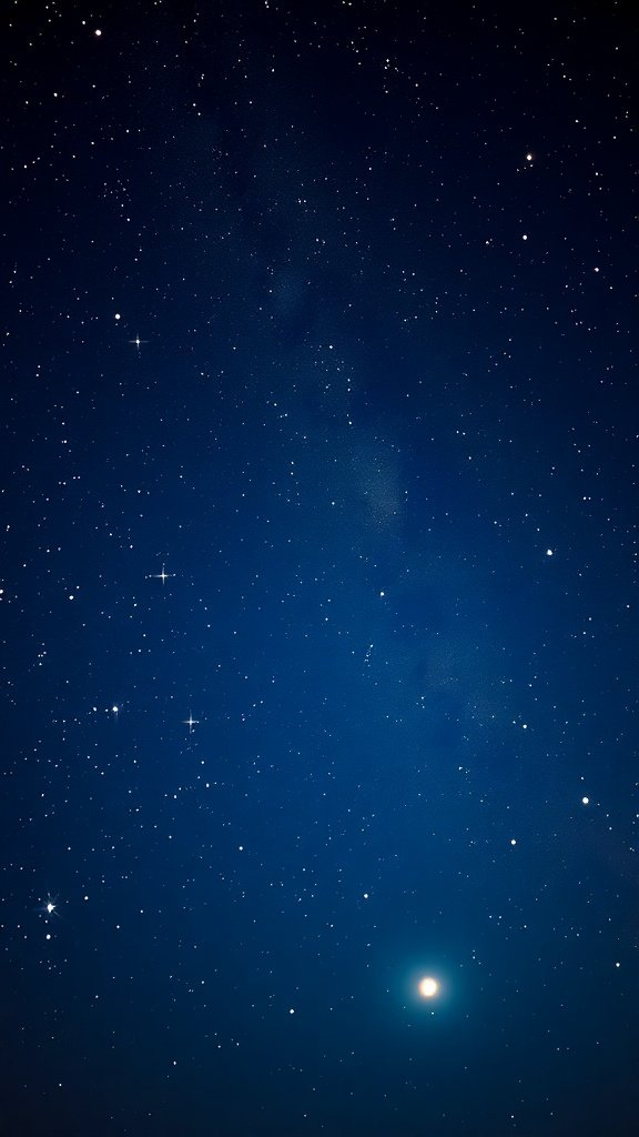 A clear night sky filled with stars and a bright celestial body