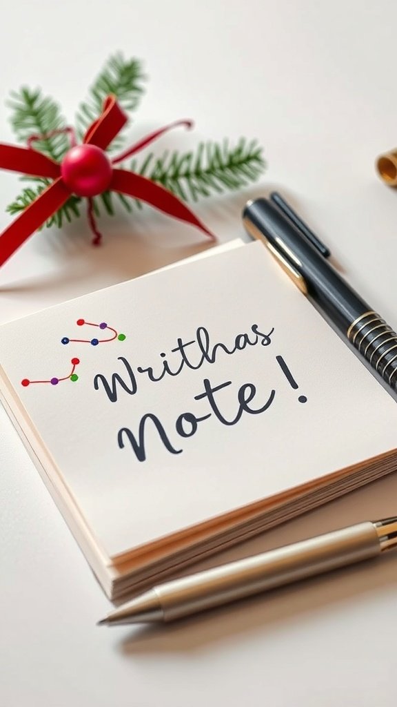 A festive note with the words 'Writhas Note!' surrounded by holiday decorations.