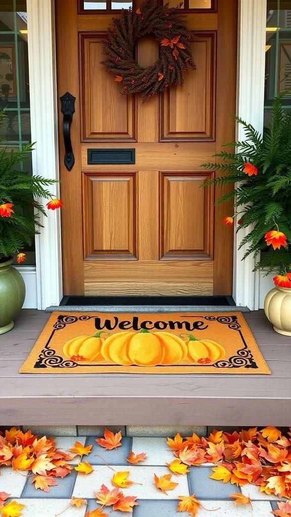 Autumn Harvest Welcome Mats For Entrances